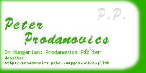 peter prodanovics business card